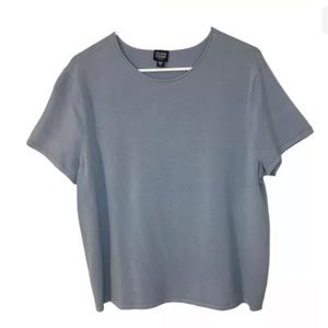 Eileen Fisher Blue Silk Blend Scoop Neck Top Shirt Plus 1X